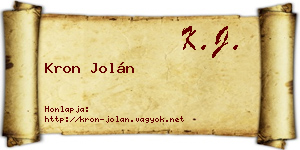 Kron Jolán névjegykártya